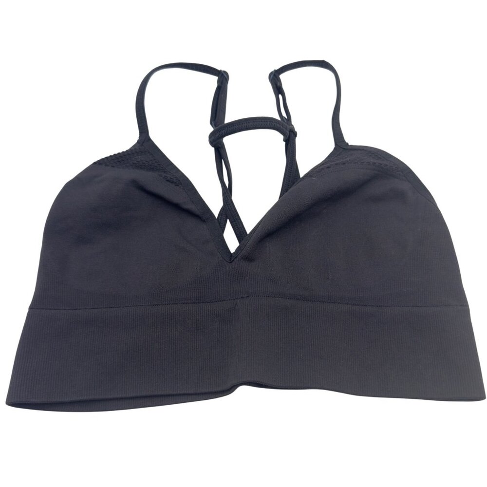 PINK Victorias Secret Size Small Strappy Gray Seamless Bralette Wirefree Stretch